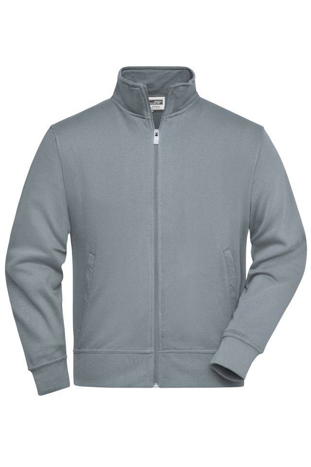 Workwear Sweat Jacket Sweat-Jacke mit Stehkragen und Reißverschluss grau, Gr. XL