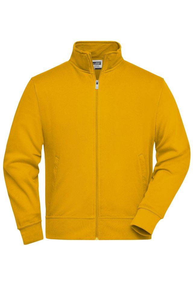 Workwear Sweat Jacket Sweat-Jacke mit Stehkragen und Reißverschluss gelb, Gr. L