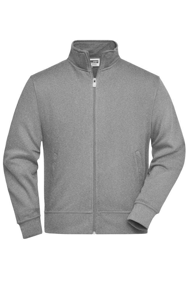Workwear Sweat Jacket Sweat-Jacke mit Stehkragen und Reißverschluss grau, Gr. M