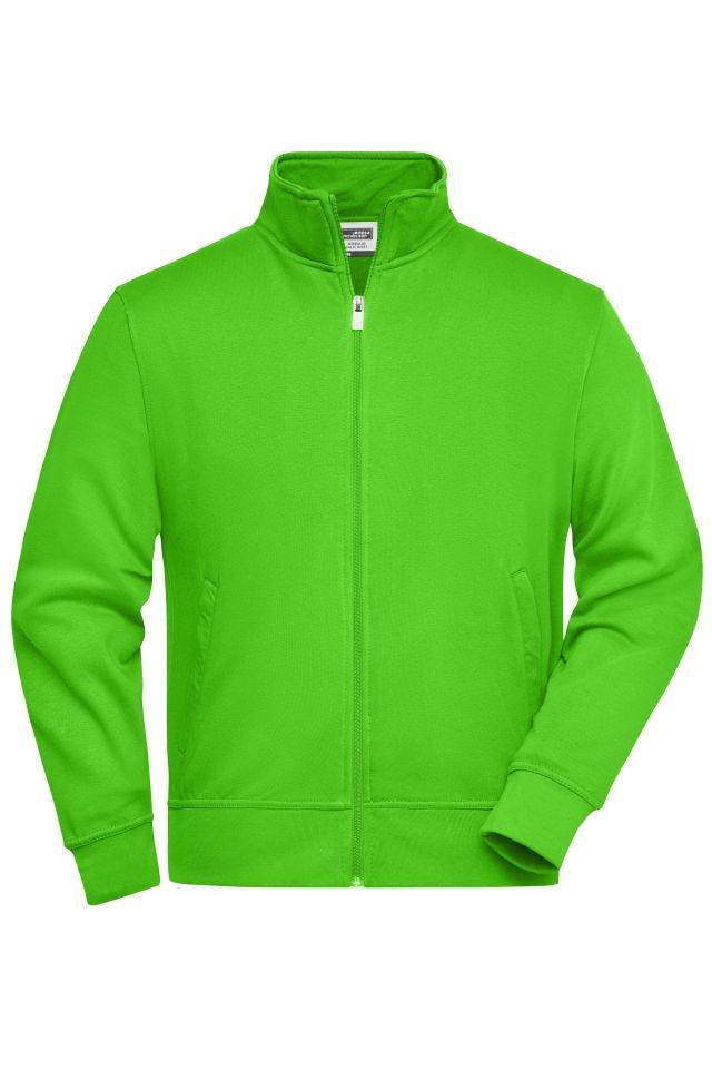 Workwear Sweat Jacket Sweat-Jacke mit Stehkragen und Reißverschluss grün, Gr. 5XL