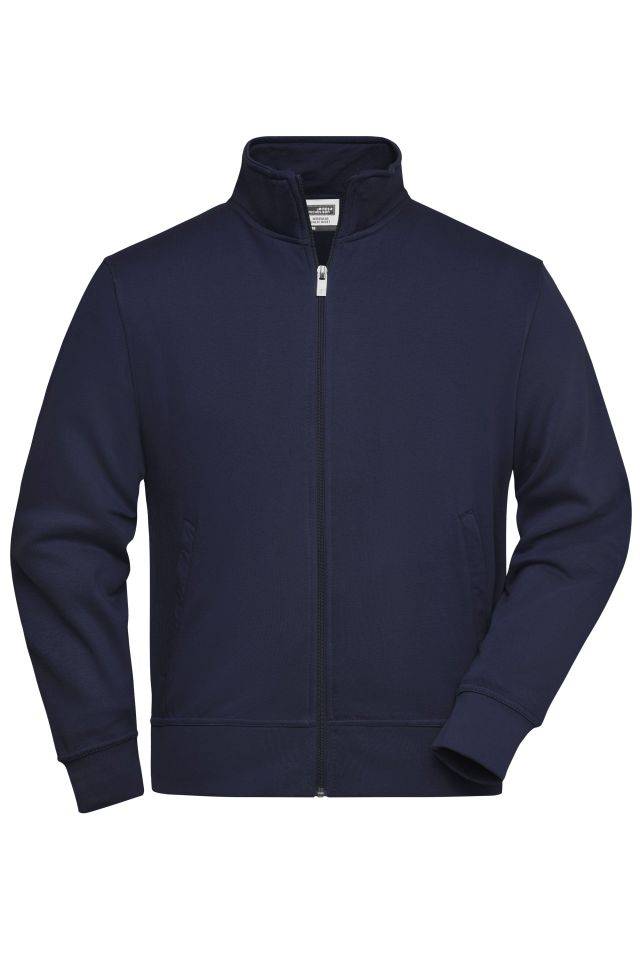Workwear Sweat Jacket Sweat-Jacke mit Stehkragen und Reißverschluss blau, Gr. 6XL