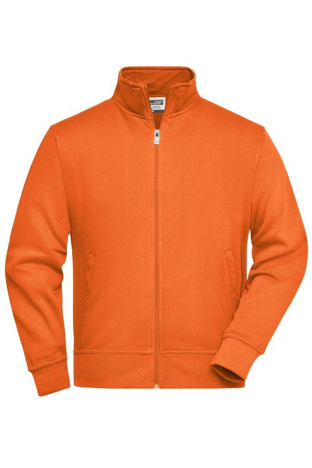 Workwear Sweat Jacket Sweat-Jacke mit Stehkragen und Reißverschluss orange, Gr. XXL