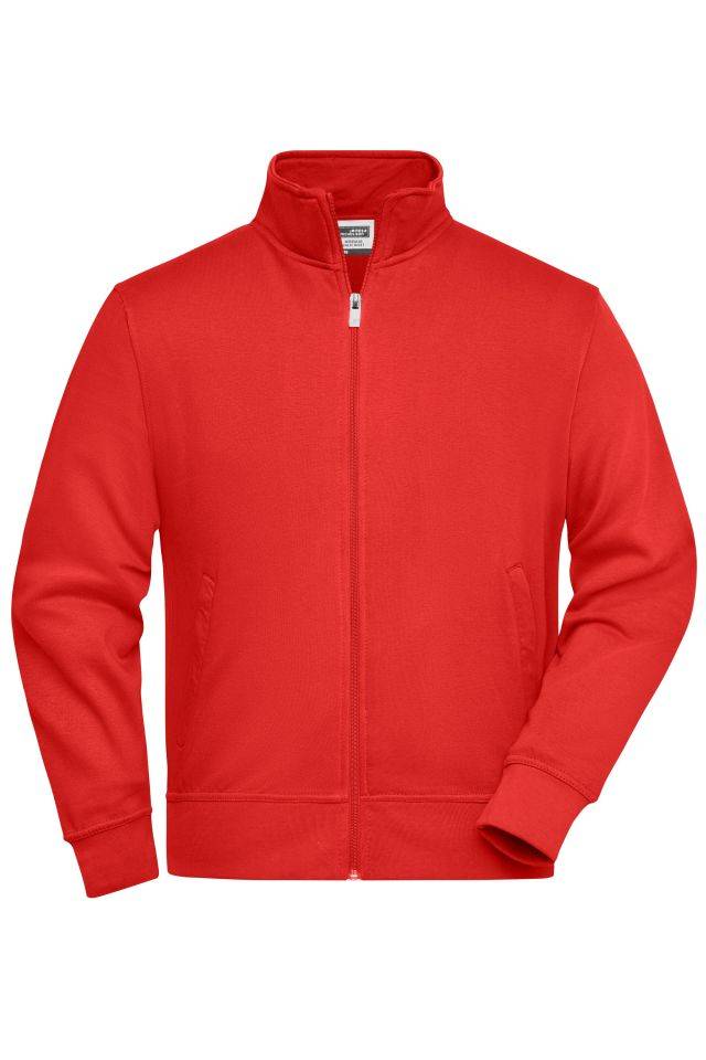 Workwear Sweat Jacket Sweat-Jacke mit Stehkragen und Reißverschluss rot, Gr. M