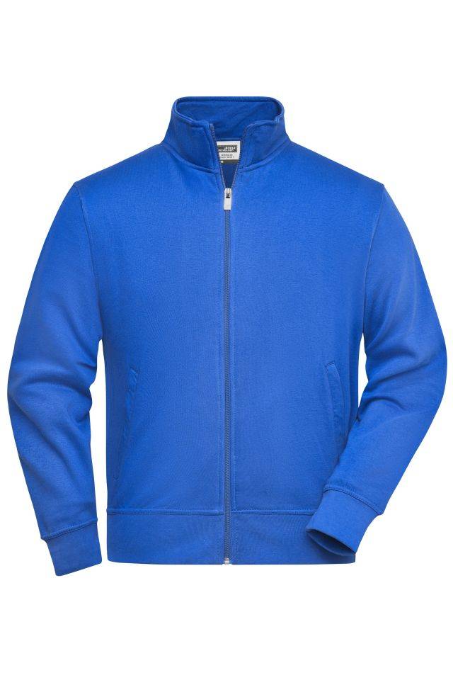 Workwear Sweat Jacket Sweat-Jacke mit Stehkragen und Reißverschluss blau, Gr. XS