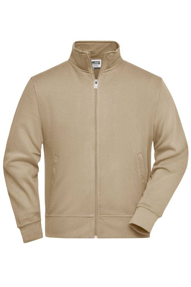 Workwear Sweat Jacket Sweat-Jacke mit Stehkragen und Reißverschluss braun/grau, Gr. XL