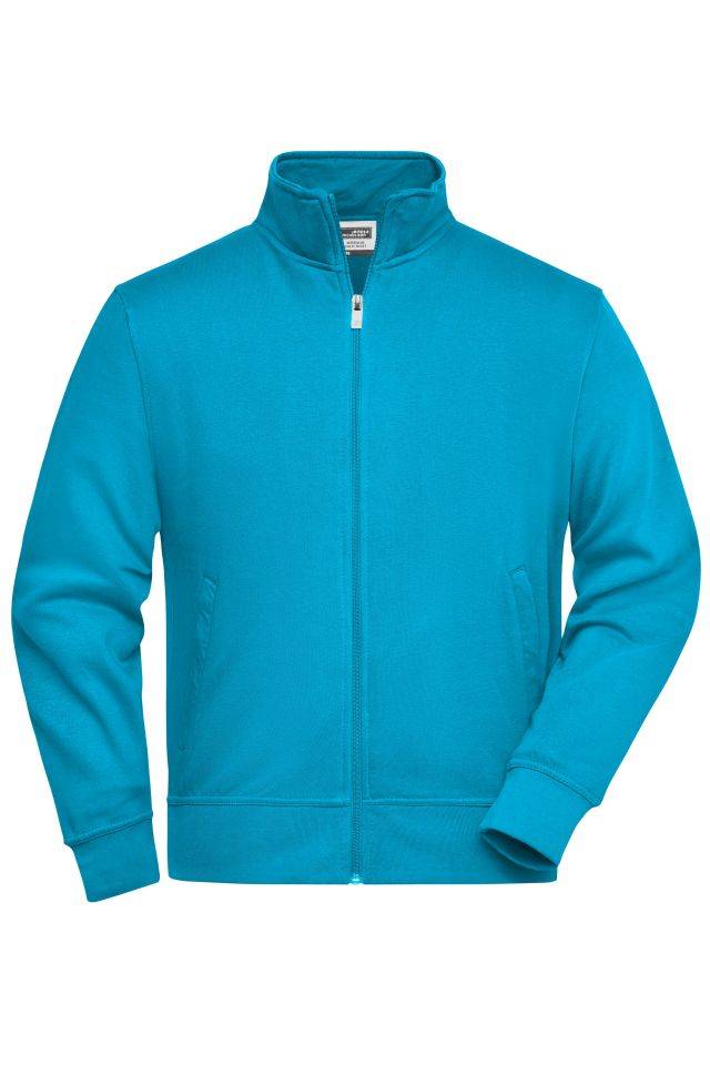 Workwear Sweat Jacket Sweat-Jacke mit Stehkragen und Reißverschluss blau, Gr. XS