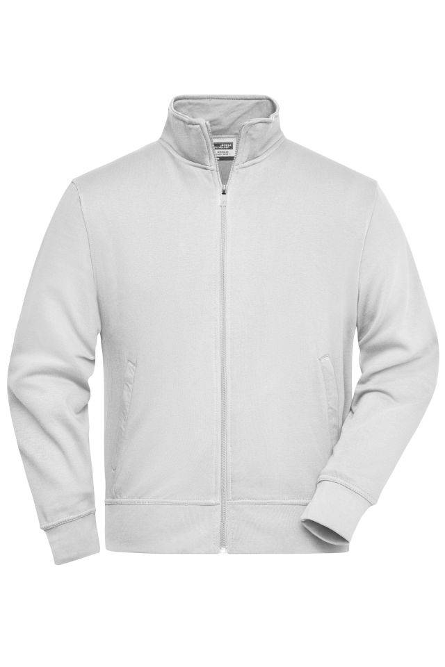 Workwear Sweat Jacket Sweat-Jacke mit Stehkragen und Reißverschluss weiß, Gr. 5XL