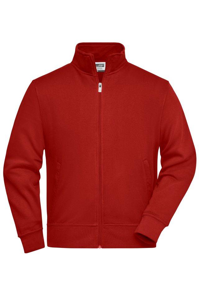Workwear Sweat Jacket Sweat-Jacke mit Stehkragen und Reißverschluss rot/weinrot, Gr. 4XL