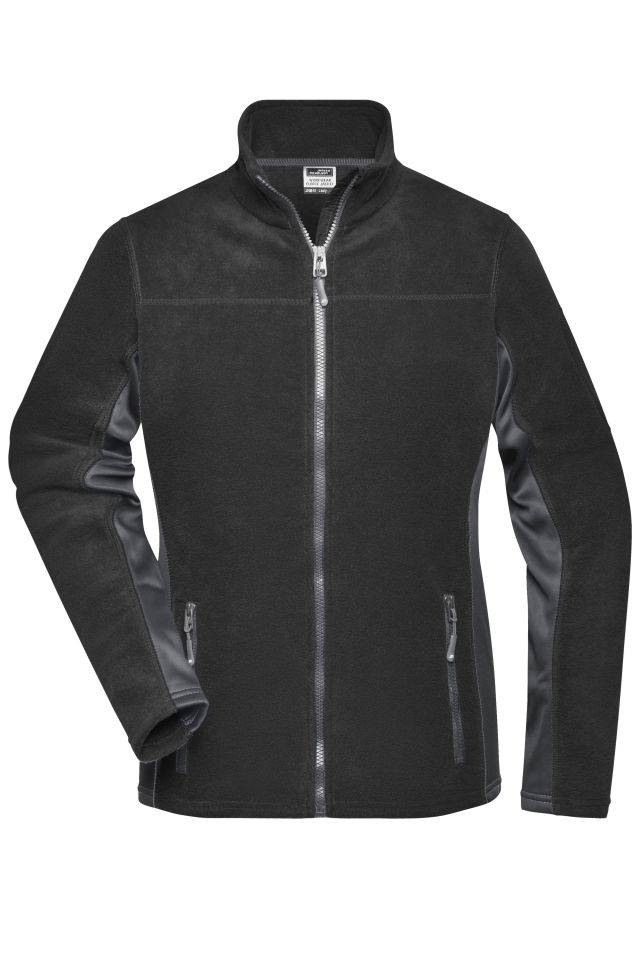 Ladies' Workwear Fleece Jacket - STRONG - Strapazierfähige Fleece Jacke im Materialmix schwarz/grau, Gr. XS