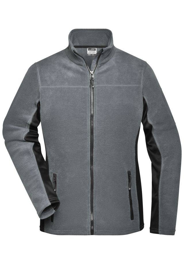Ladies' Workwear Fleece Jacket - STRONG - Strapazierfähige Fleece Jacke im Materialmix schwarz/grau, Gr. M