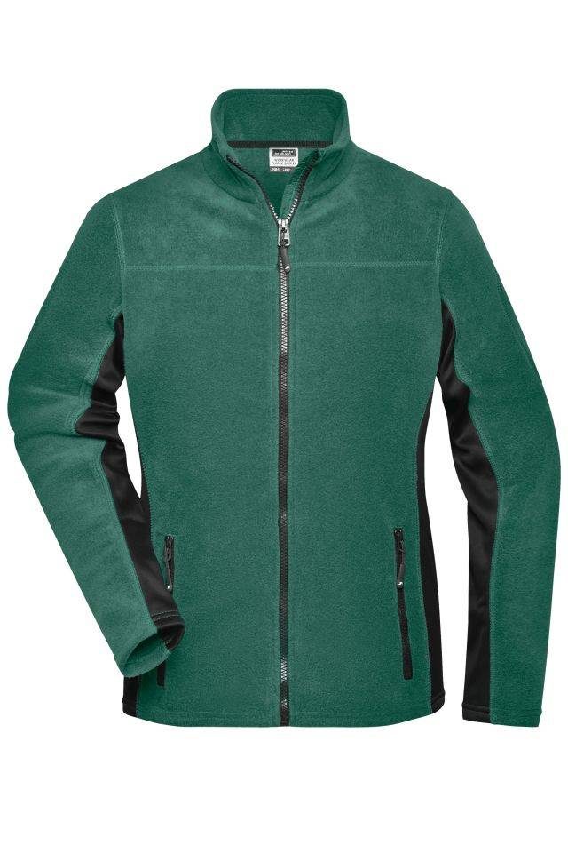 Ladies' Workwear Fleece Jacket - STRONG - Strapazierfähige Fleece Jacke im Materialmix schwarz/grün, Gr. L