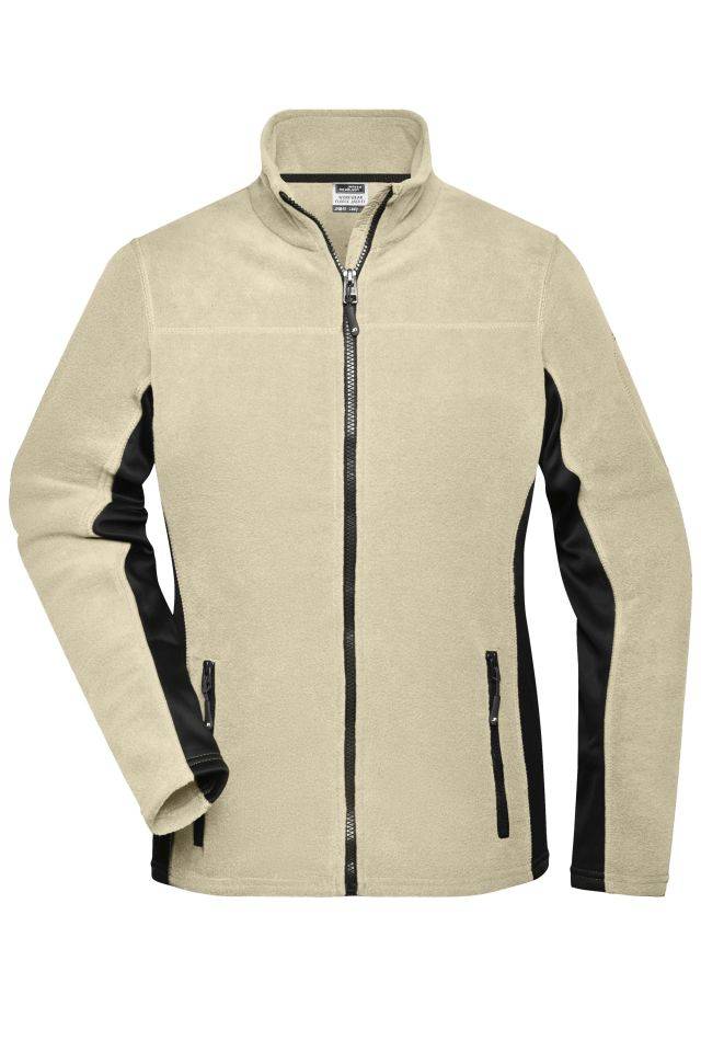 Ladies' Workwear Fleece Jacket - STRONG - Strapazierfähige Fleece Jacke im Materialmix schwarz/braun/grau, Gr. L