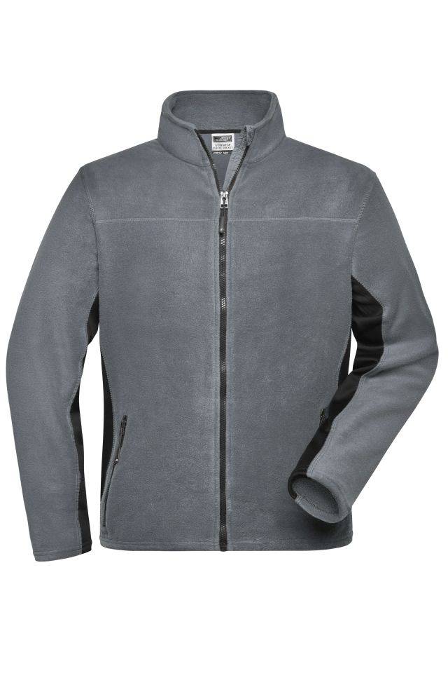 Men's Workwear Fleece Jacket - STRONG - Strapazierfähige Fleece Jacke im Materialmix schwarz/grau, Gr. XL