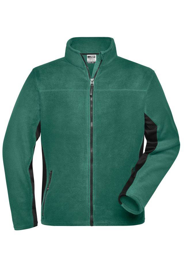 Men's Workwear Fleece Jacket - STRONG - Strapazierfähige Fleece Jacke im Materialmix schwarz/grün, Gr. M