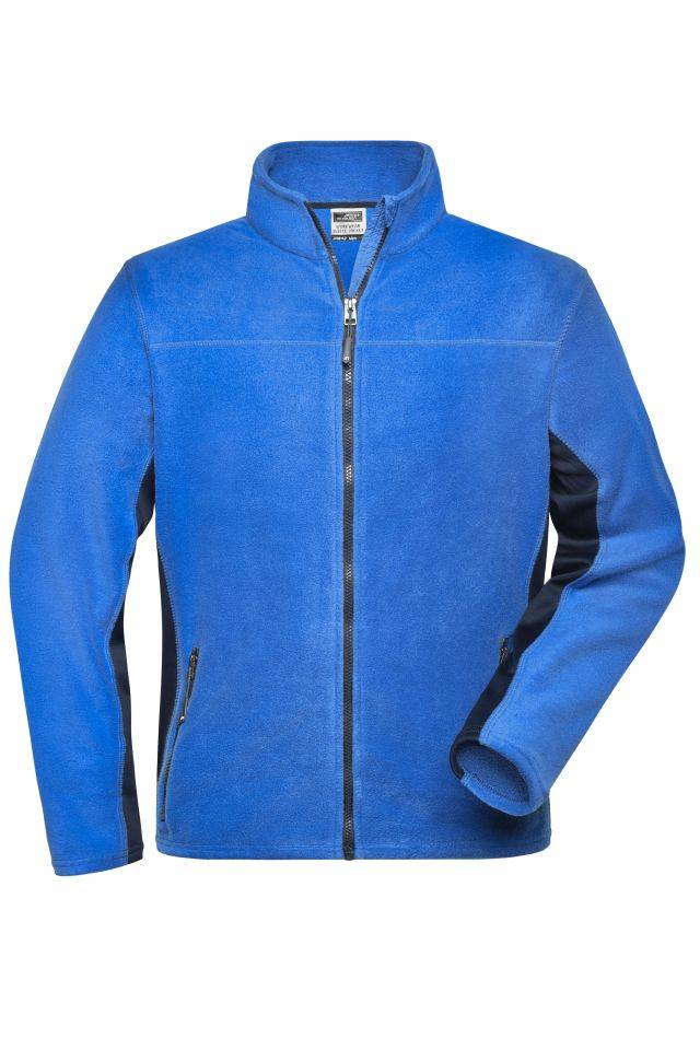 Men's Workwear Fleece Jacket - STRONG - Strapazierfähige Fleece Jacke im Materialmix blau, Gr. L