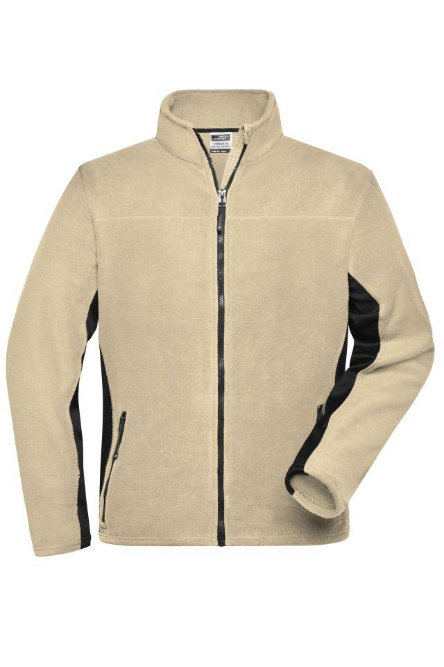 Men's Workwear Fleece Jacket - STRONG - Strapazierfähige Fleece Jacke im Materialmix schwarz/braun/grau, Gr. XS