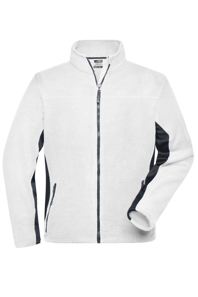 Men's Workwear Fleece Jacket - STRONG - Strapazierfähige Fleece Jacke im Materialmix weiß/grau, Gr. M