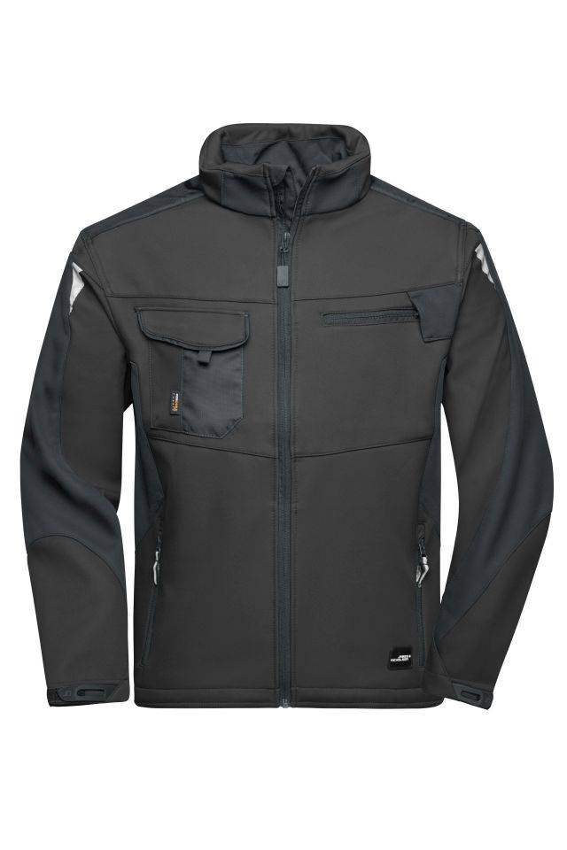 Workwear Softshell Jacket - STRONG - Professionelle Softshelljacke mit hochwertiger Ausstattung schwarz, Gr. 6XL