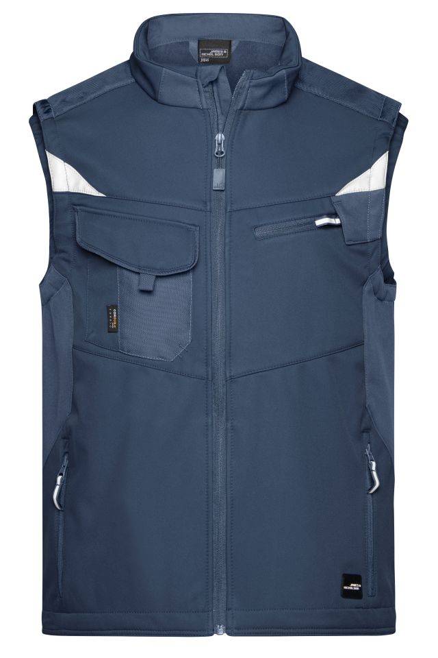 Workwear Softshell Vest - STRONG - Professionelle Softshellweste mit hochwertiger Ausstattung blau, Gr. XXL