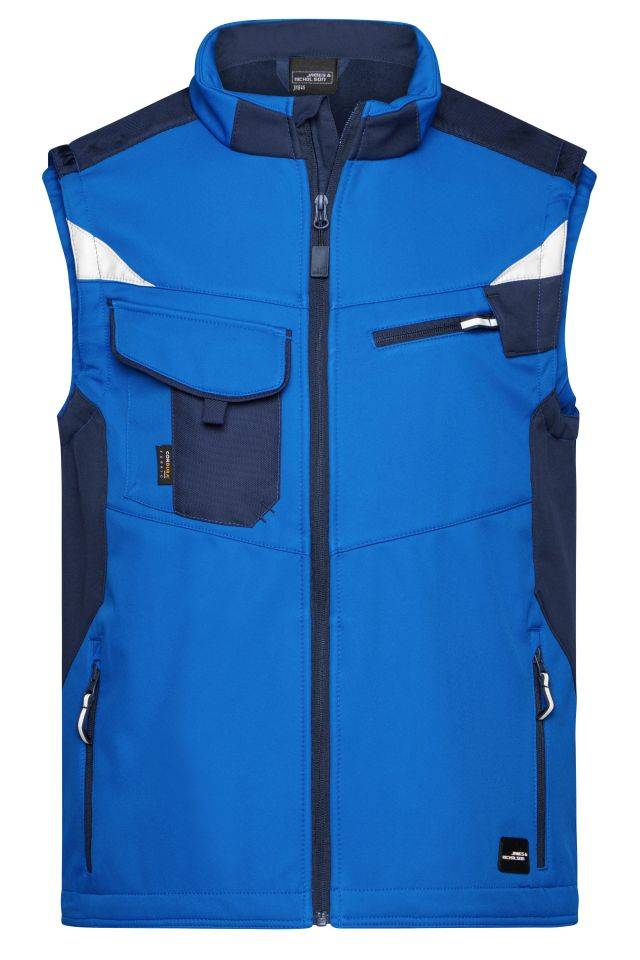 Workwear Softshell Vest - STRONG - Professionelle Softshellweste mit hochwertiger Ausstattung blau, Gr. 6XL
