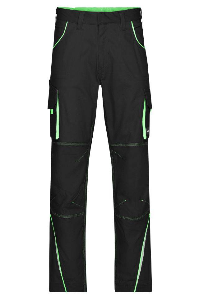 Workwear Pants - COLOR - Funktionelle Hose im sportlichen Look mit hochwertigen Details schwarz/grün, Gr. 58