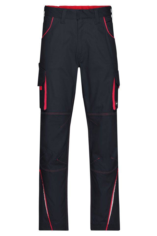 Workwear Pants - COLOR - Funktionelle Hose im sportlichen Look mit hochwertigen Details rot/grau, Gr. 56