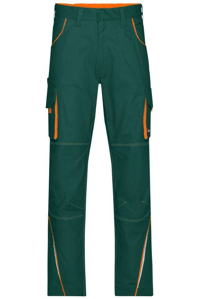 Workwear Pants - COLOR - Funktionelle Hose im sportlichen Look mit hochwertigen Details grün/orange, Gr. 58