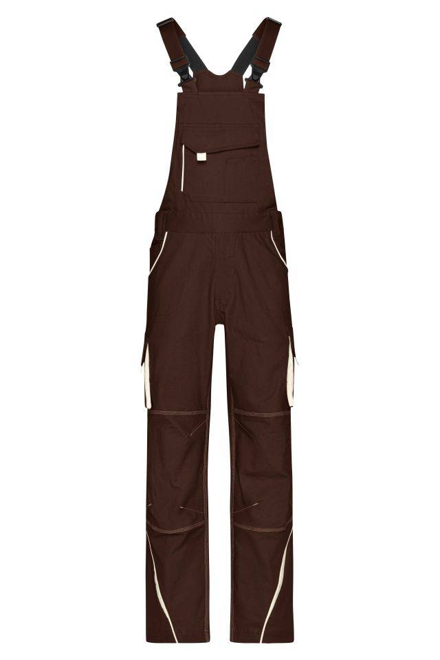 Workwear Pants with Bib - COLOR - Funktionelle Latzhose im sportlichen Look mit hochwertigen Details braun/grau, Gr. 56