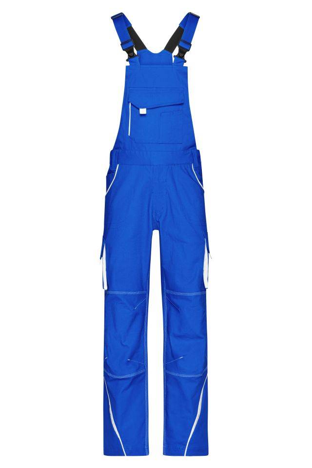 Workwear Pants with Bib - COLOR - Funktionelle Latzhose im sportlichen Look mit hochwertigen Details weiß/blau, Gr. 48