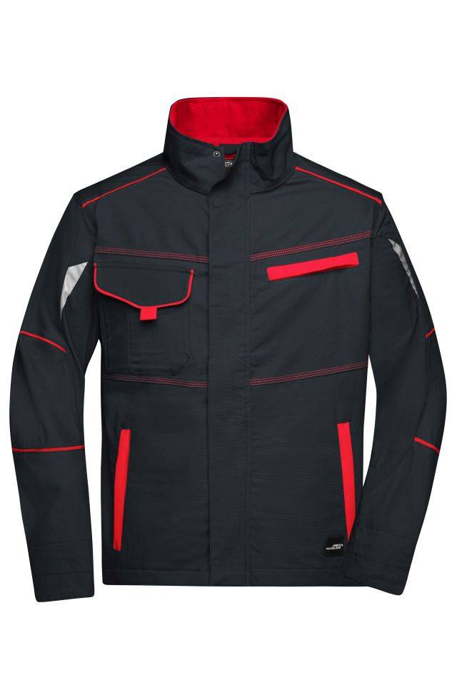 Workwear Jacket - COLOR - Funktionelle Jacke im sportlichen Look mit hochwertigen Details rot/grau, Gr. XXL