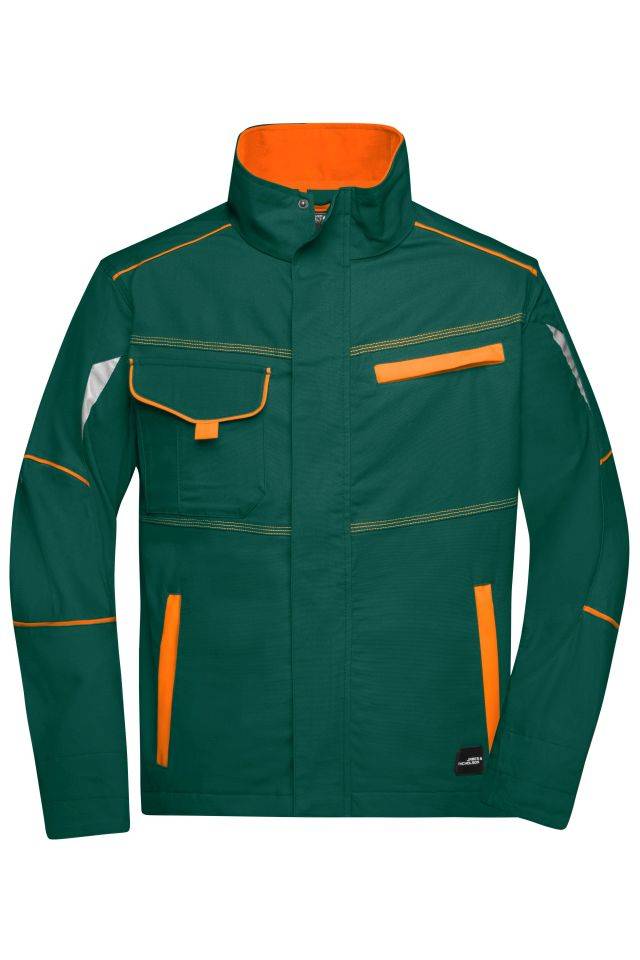 Workwear Jacket - COLOR - Funktionelle Jacke im sportlichen Look mit hochwertigen Details grün/orange, Gr. 4XL