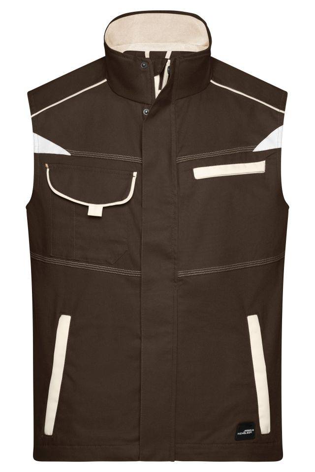 Workwear Vest - COLOR - Funktionelle Weste im sportlichen Look mit hochwertigen Details braun/grau, Gr. XS