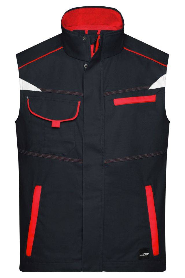 Workwear Vest - COLOR - Funktionelle Weste im sportlichen Look mit hochwertigen Details rot/grau, Gr. 3XL