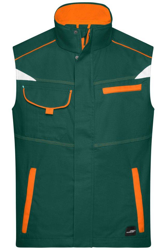 Workwear Vest - COLOR - Funktionelle Weste im sportlichen Look mit hochwertigen Details grün/orange, Gr. 5XL