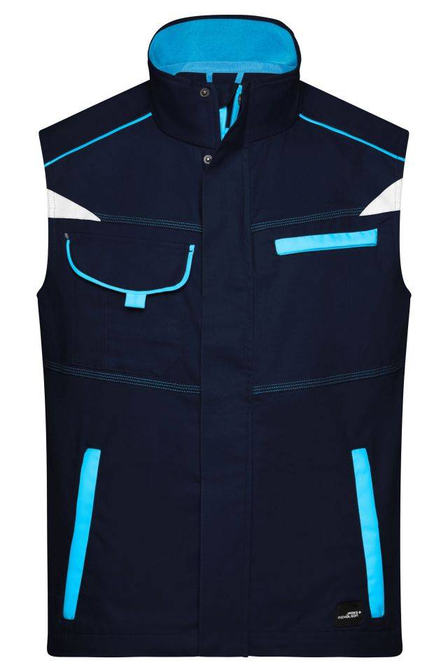 Workwear Vest - COLOR - Funktionelle Weste im sportlichen Look mit hochwertigen Details blau, Gr. M