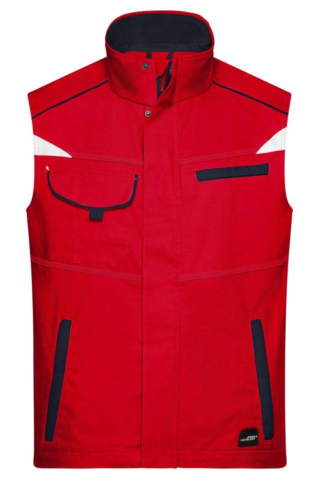 Workwear Vest - COLOR - Funktionelle Weste im sportlichen Look mit hochwertigen Details rot/blau, Gr. M