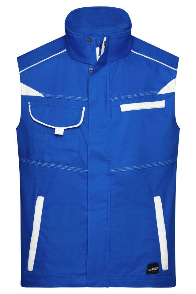 Workwear Vest - COLOR - Funktionelle Weste im sportlichen Look mit hochwertigen Details weiß/blau, Gr. 5XL