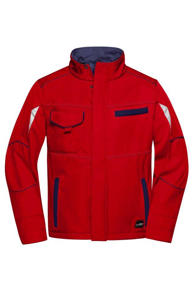 Workwear Softshell Jacket - COLOR - Funktionelle Softshelljacke mit hochwertiger Ausstattung rot/blau, Gr. 6XL