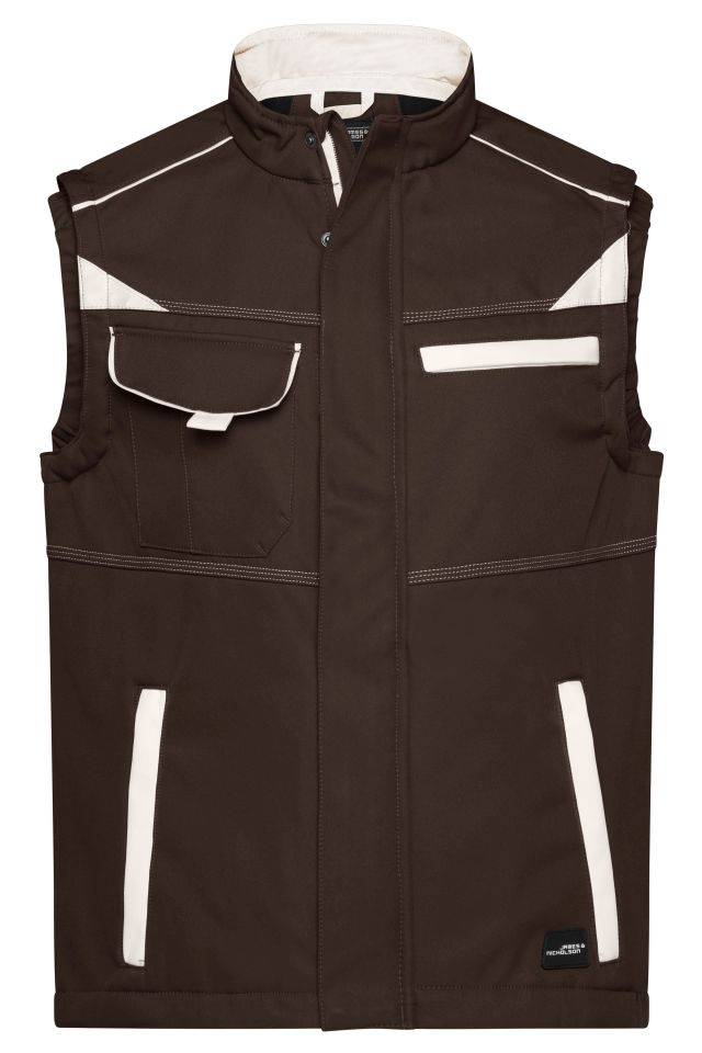 Workwear Softshell Vest - COLOR - Funktionelle Softshellweste mit hochwertiger Ausstattung braun/grau, Gr. 3XL