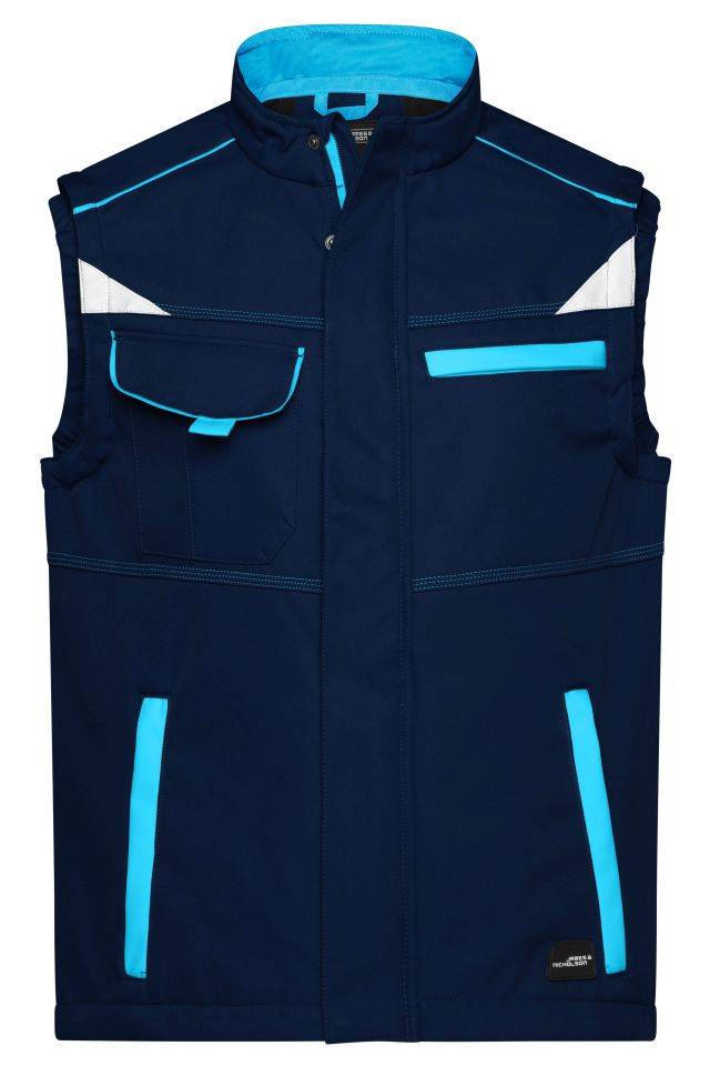 Workwear Softshell Vest - COLOR - Funktionelle Softshellweste mit hochwertiger Ausstattung blau, Gr. S