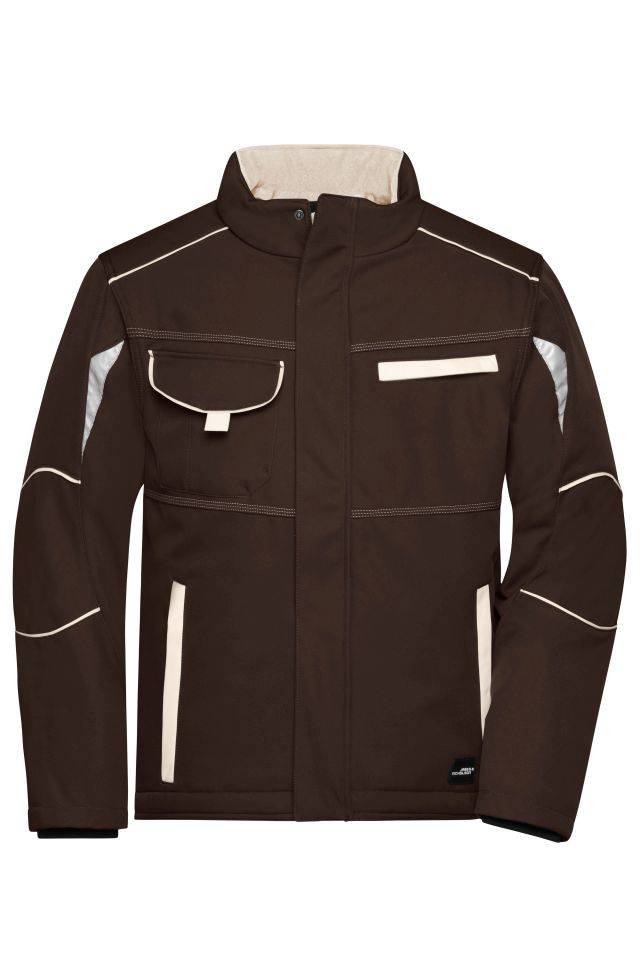Workwear Softshell Padded Jacket - COLOR - Funktionelle Softshelljacke mit warmem Innenfutter braun/grau, Gr. XXL