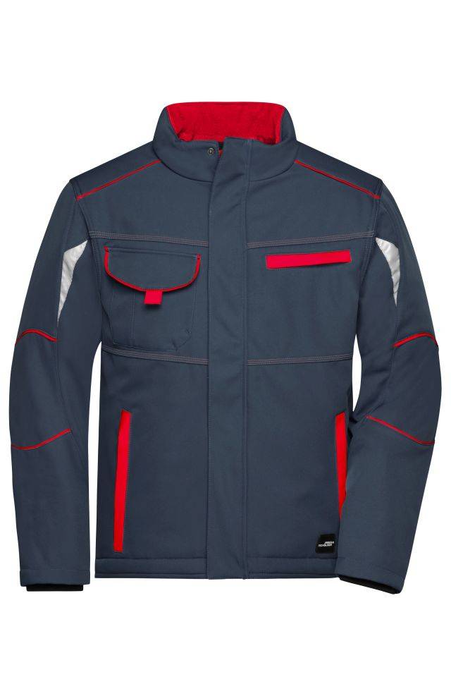 Workwear Softshell Padded Jacket - COLOR - Funktionelle Softshelljacke mit warmem Innenfutter rot/grau, Gr. S