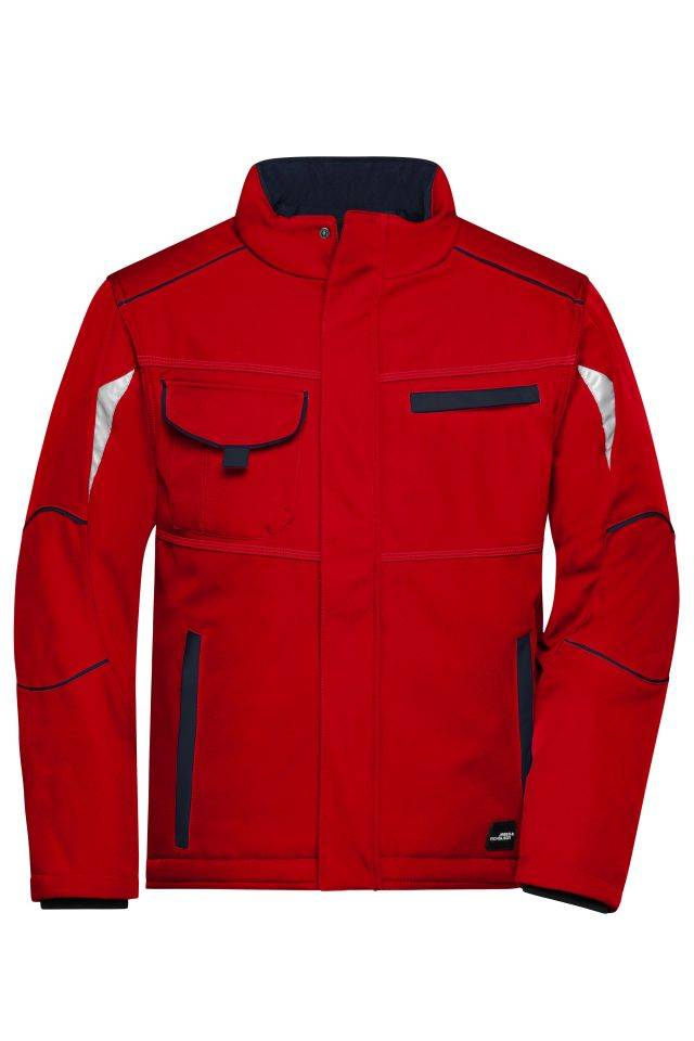Workwear Softshell Padded Jacket - COLOR - Funktionelle Softshelljacke mit warmem Innenfutter rot/blau, Gr. S