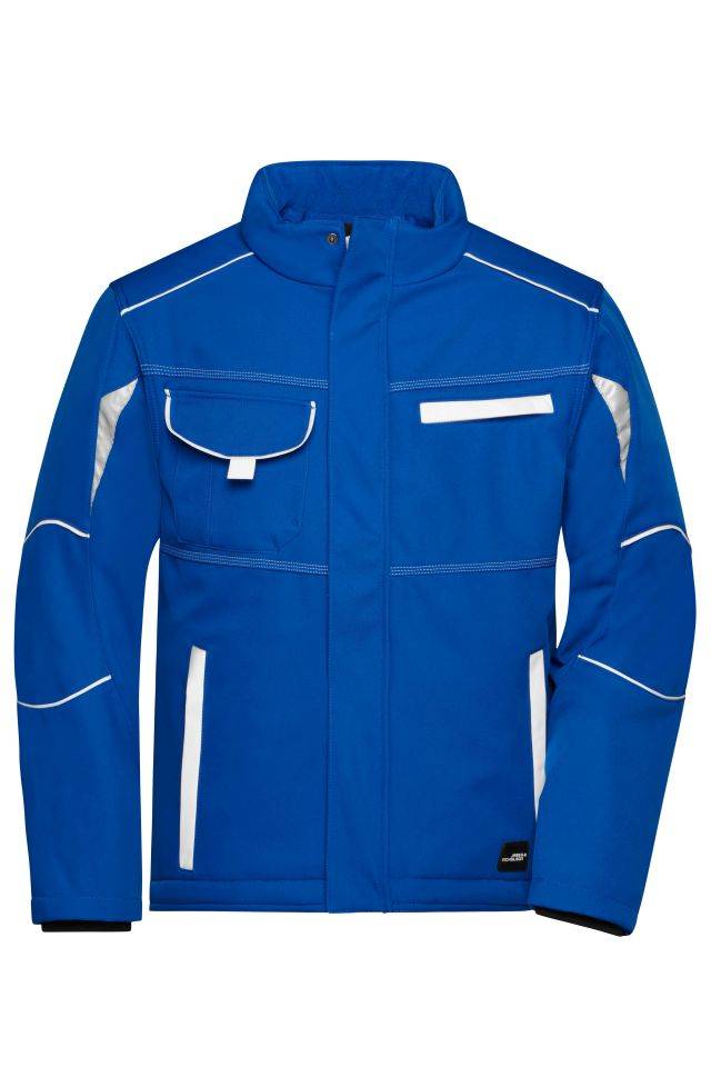 Workwear Softshell Padded Jacket - COLOR - Funktionelle Softshelljacke mit warmem Innenfutter weiß/blau, Gr. S