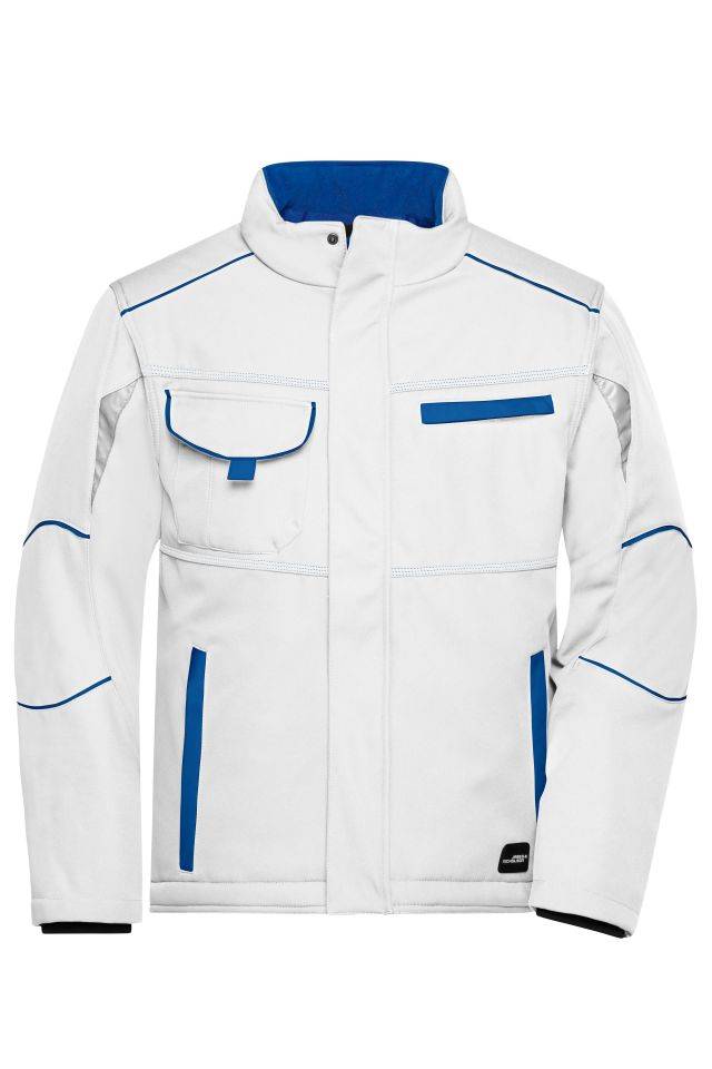 Workwear Softshell Padded Jacket - COLOR - Funktionelle Softshelljacke mit warmem Innenfutter weiß/blau, Gr. 3XL