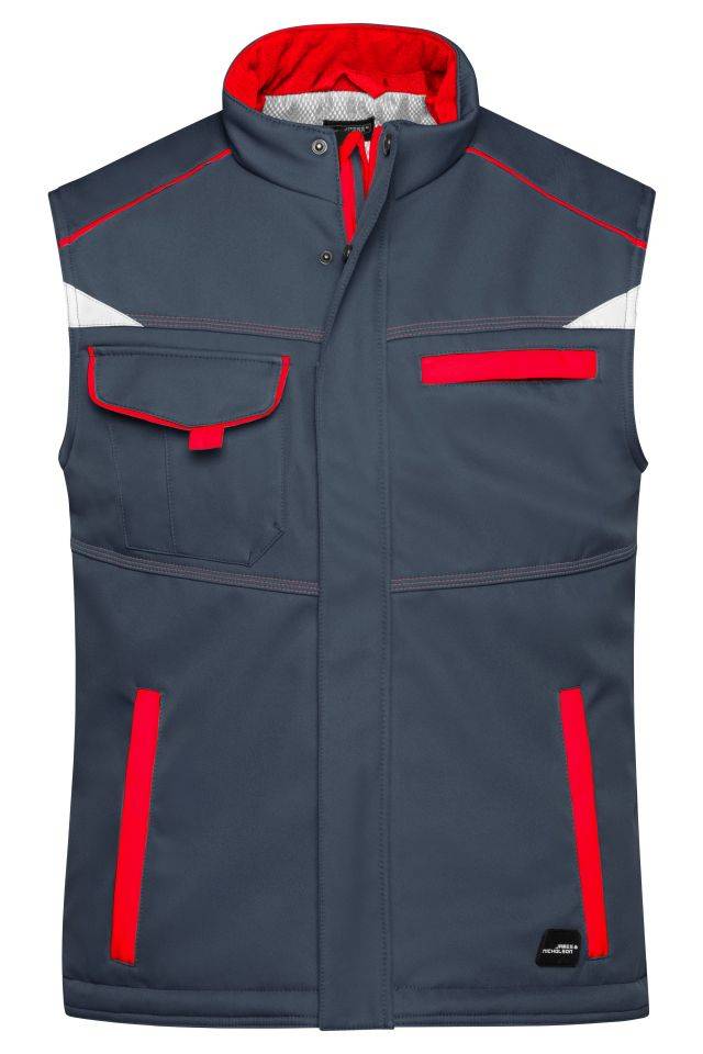 Workwear Softshell Padded Vest - COLOR - Funktionelle Softshell Weste mit warmem Innenfutter rot/grau, Gr. XL