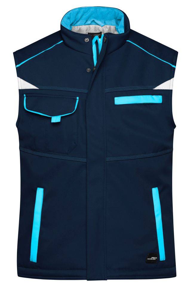 Workwear Softshell Padded Vest - COLOR - Funktionelle Softshell Weste mit warmem Innenfutter blau, Gr. S