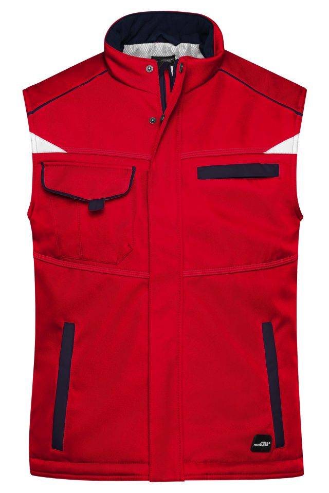 Workwear Softshell Padded Vest - COLOR - Funktionelle Softshell Weste mit warmem Innenfutter rot/blau, Gr. XXL