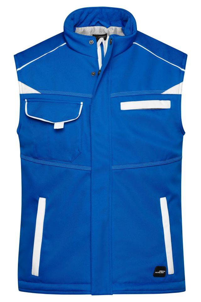 Workwear Softshell Padded Vest - COLOR - Funktionelle Softshell Weste mit warmem Innenfutter weiß/blau, Gr. 6XL