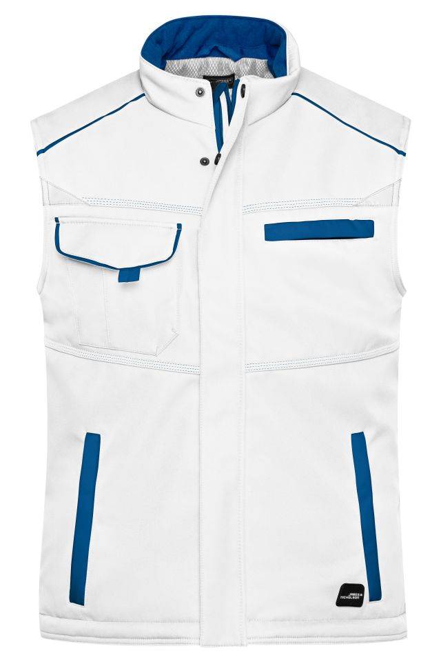 Workwear Softshell Padded Vest - COLOR - Funktionelle Softshell Weste mit warmem Innenfutter weiß/blau, Gr. 6XL